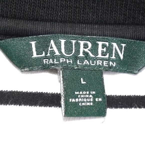 LAUREN RALPH LAUREN Sweater, L Black/White stripes, Shawl Collar/Toggle buttons - Picture 11 of 12